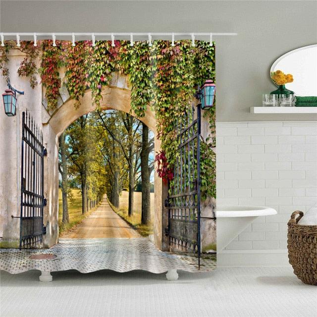 Pretty Pathway Entrance Fabric Shower Curtain - Shower Curtain Emporium