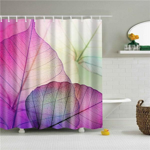 Purple Leaves Fabric Shower Curtain - Shower Curtain Emporium