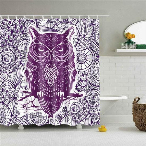 Purple Owl Fabric Shower Curtain - Shower Curtain Emporium