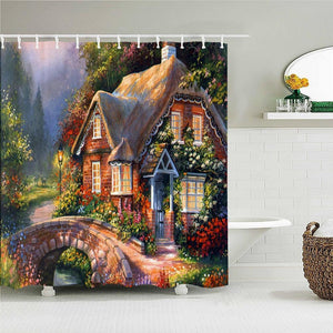 Quaint Cottage Home Fabric Shower Curtain - Shower Curtain Emporium