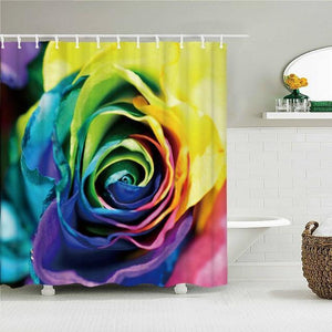 Rainbow Flower Fabric Shower Curtain - Shower Curtain Emporium