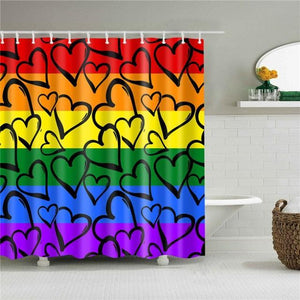 Rainbow Hearts Fabric Shower Curtain - Shower Curtain Emporium