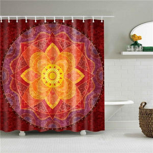 Red Lotus Fabric Shower Curtain - Shower Curtain Emporium