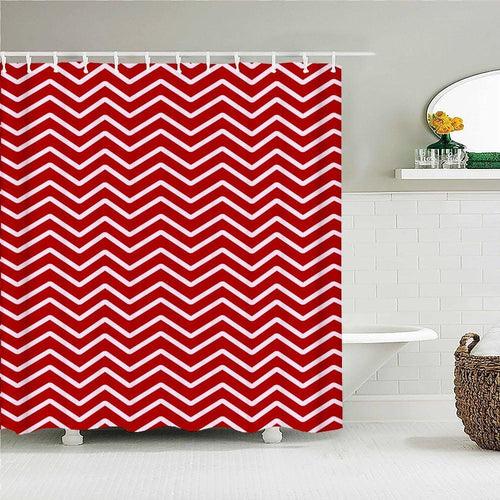 Red Zigzag Fabric Shower Curtain - Shower Curtain Emporium