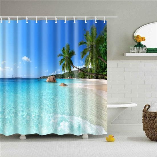 Relaxing Tropical Beach Fabric Shower Curtain - Shower Curtain Emporium
