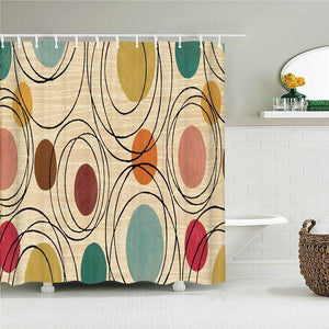 Retro Circles Fabric Shower Curtain - Shower Curtain Emporium