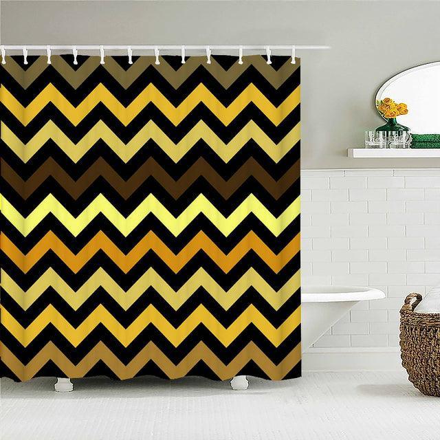 Retro Zigzag Fabric Shower Curtain - Shower Curtain Emporium