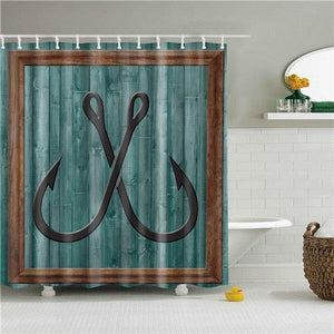Rustic Hooks Fabric Shower Curtain - Shower Curtain Emporium