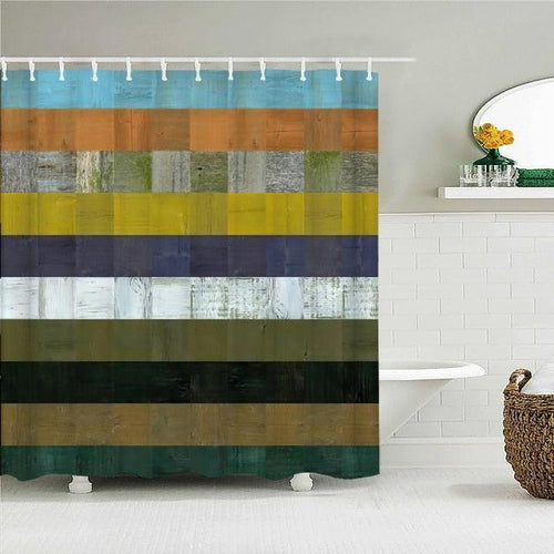 Rustic Stripes Fabric Shower Curtain - Shower Curtain Emporium