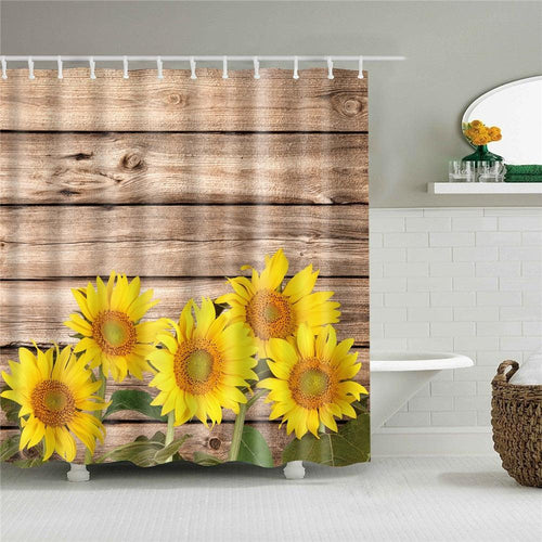 Rustic Sunflowers Fabric Shower Curtain - Shower Curtain Emporium