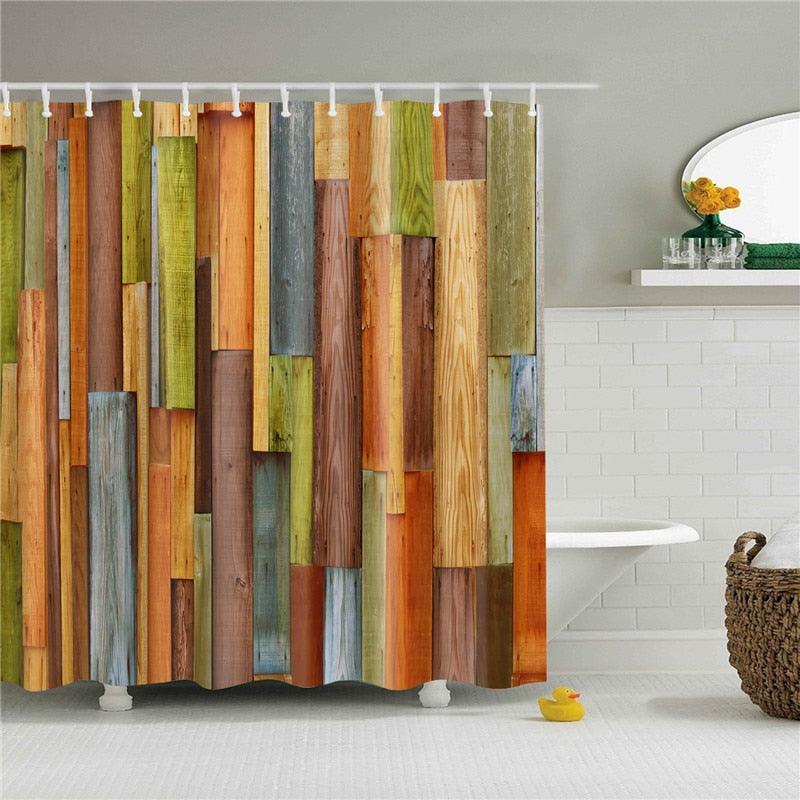 Rustic Wooden Fabric Shower Curtain - Shower Curtain Emporium
