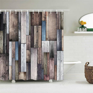 Rustic Wooden Planks Fabric Shower Curtain - Shower Curtain Emporium