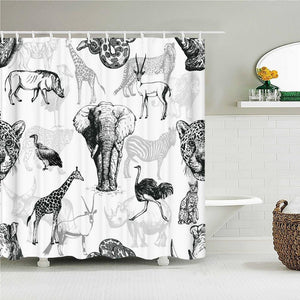 Safari Animals Fabric Shower Curtain - Shower Curtain Emporium