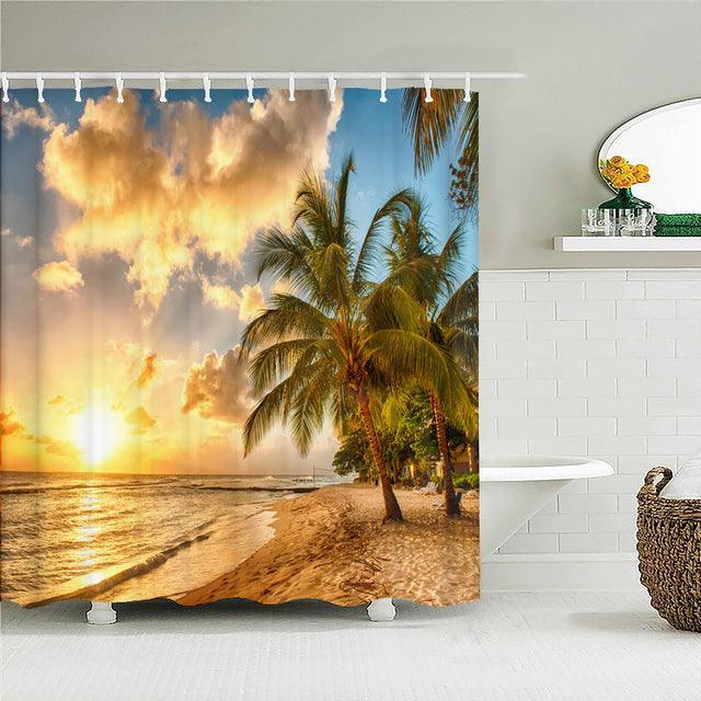 Scenic Beach Paradise Fabric Shower Curtain - Shower Curtain Emporium