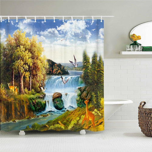 Scenic Waterfall Fabric Shower Curtain - Shower Curtain Emporium