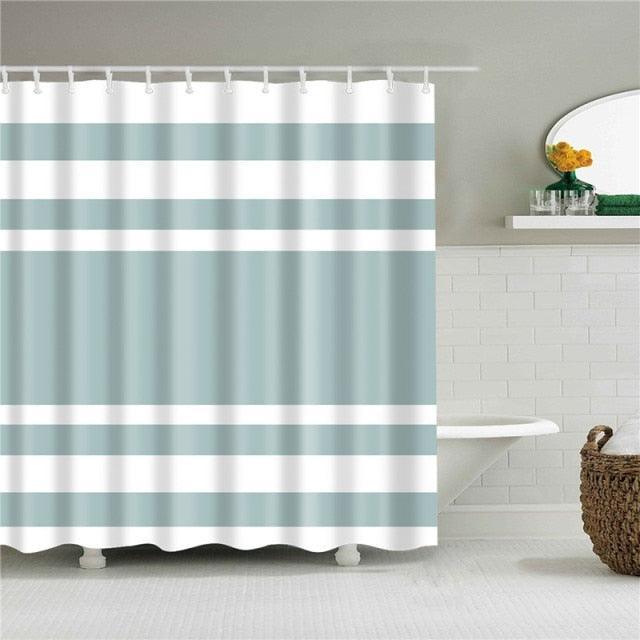 Seafoam Broad Stripe Fabric Shower Curtain - Shower Curtain Emporium