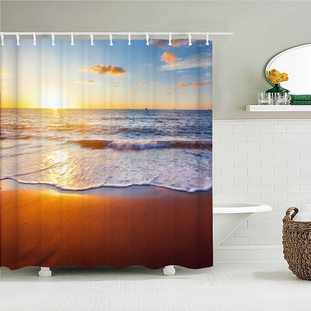Serene Beach Fabric Shower Curtain - Shower Curtain Emporium