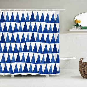 Sharp Blue Triangles Fabric Shower Curtain - Shower Curtain Emporium