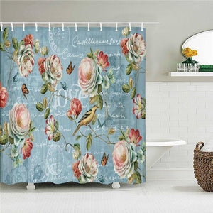 Springtime Floral Fabric Shower Curtain - Shower Curtain Emporium