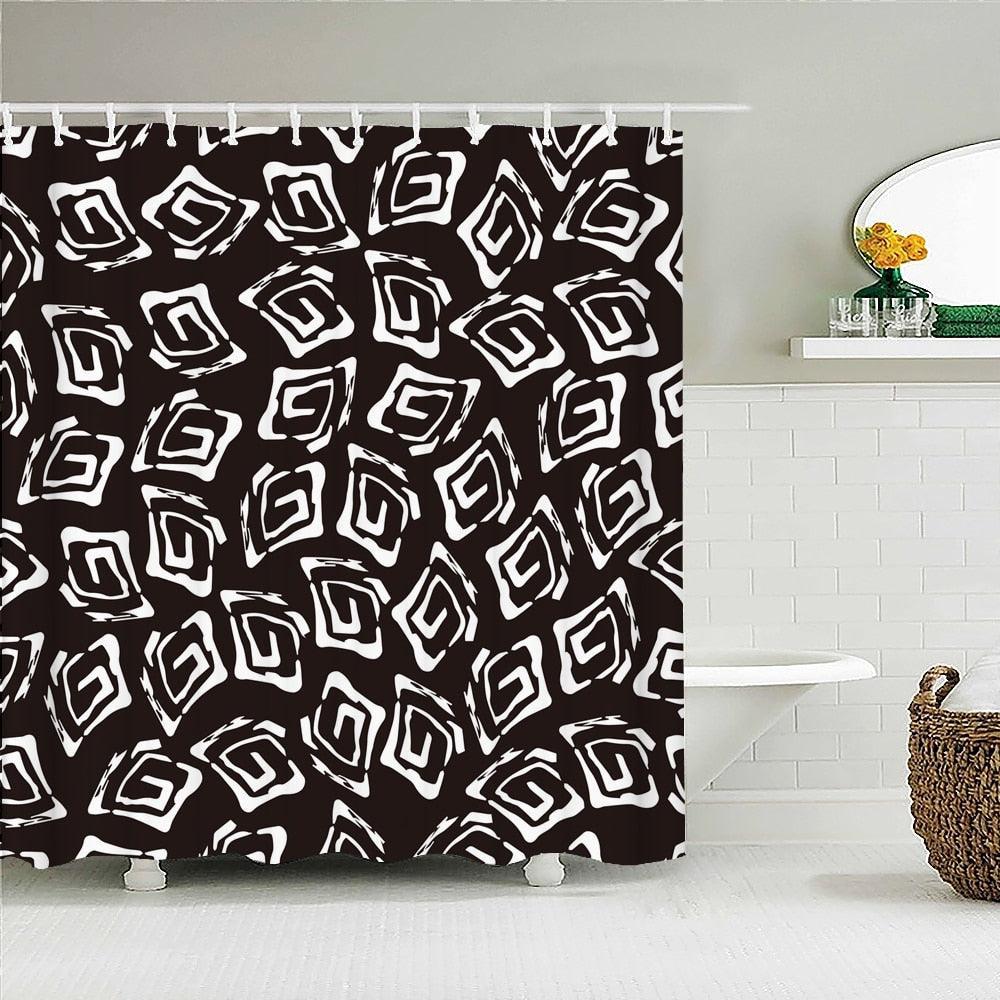 Squared Swirls Fabric Shower Curtain - Shower Curtain Emporium
