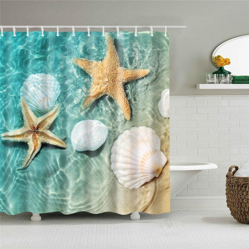 Starfish Sea Shore Fabric Shower Curtain - Shower Curtain Emporium