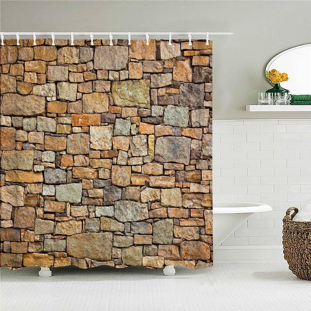 Stone Wall Fabric Shower Curtain - Shower Curtain Emporium
