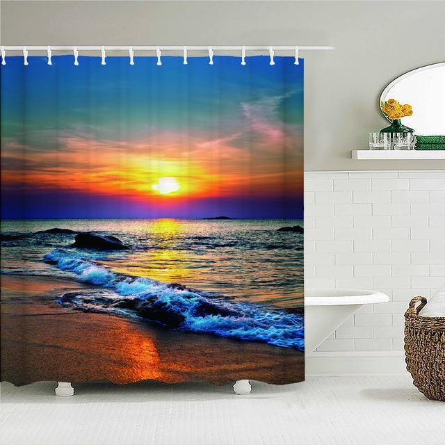 Stunning Beach Sunrise Fabric Shower Curtain - Shower Curtain Emporium