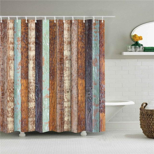 Stylish Reclaimed Wood Fabric Shower Curtain - Shower Curtain Emporium