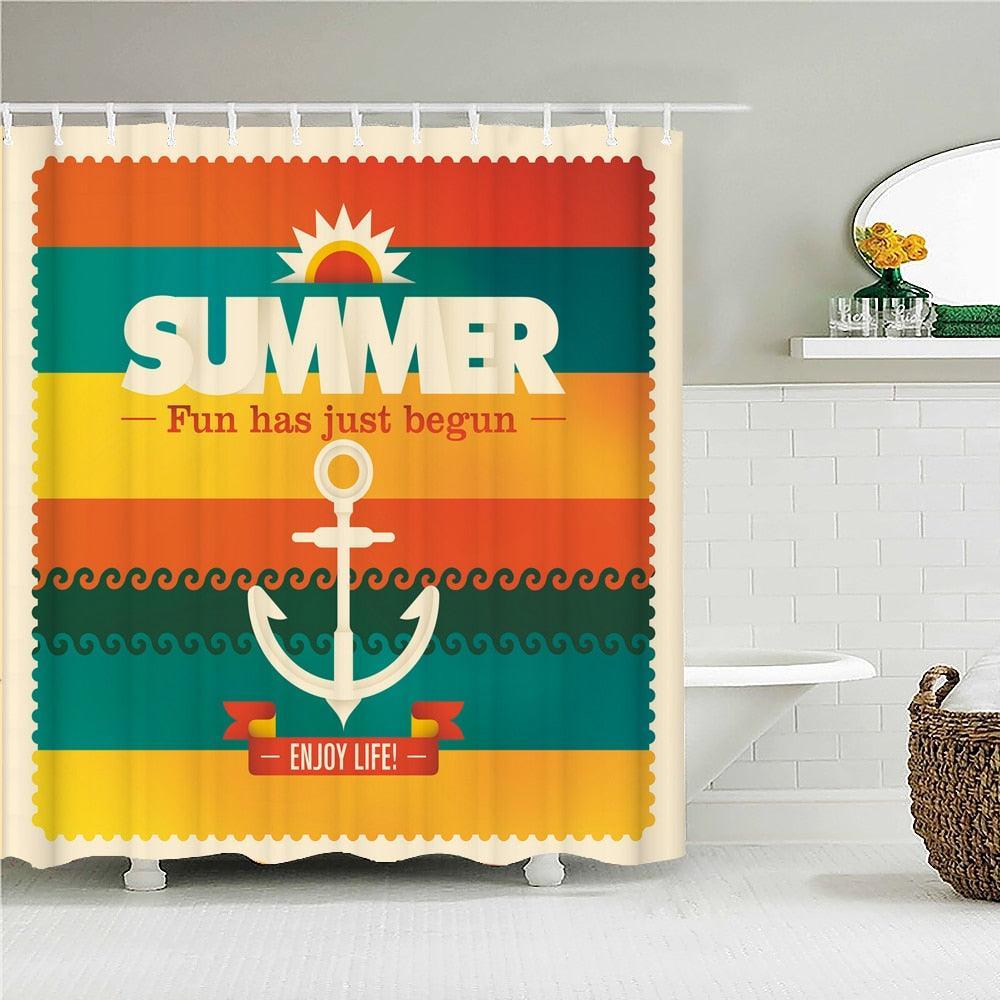 Summer Anchor Fabric Shower Curtain - Shower Curtain Emporium