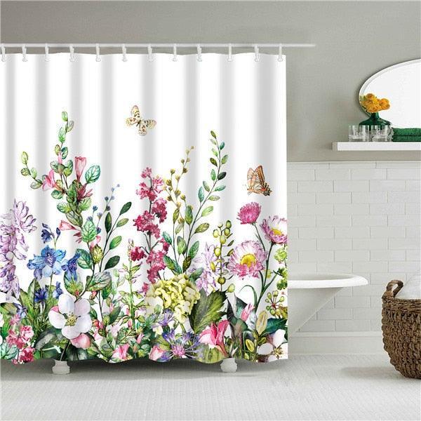 Summer Flowers Fabric Shower Curtain - Shower Curtain Emporium