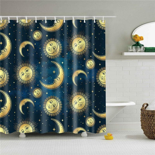 Sun & Moon Pattern Fabric Shower Curtain - Shower Curtain Emporium
