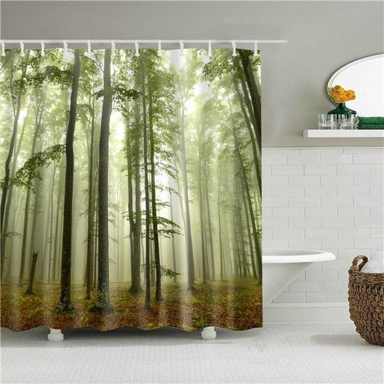Sunny Forest Fabric Shower Curtain - Shower Curtain Emporium