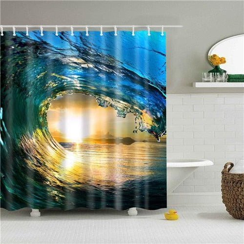 Sunrise Wave Fabric Shower Curtain - Shower Curtain Emporium