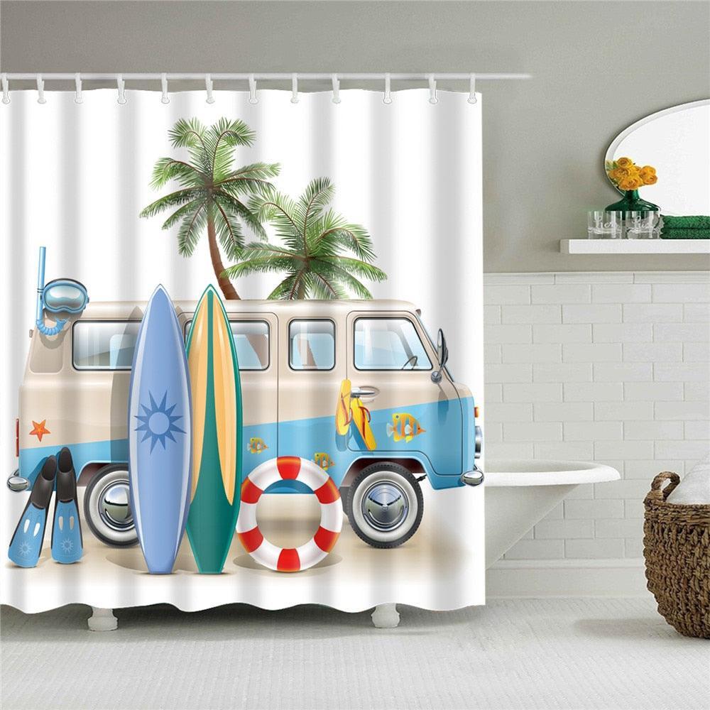 Surf Van Fabric Shower Curtain - Shower Curtain Emporium