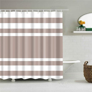 Tan Broad Stripe Fabric Shower Curtain - Shower Curtain Emporium