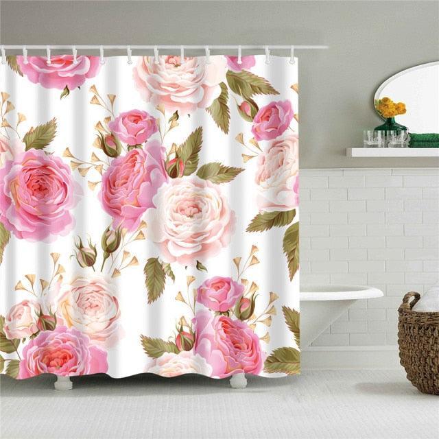 Tandem Roses Fabric Shower Curtain - Shower Curtain Emporium