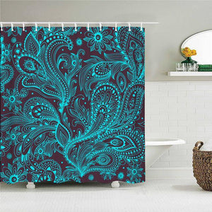 Teal Paisley Fabric Shower Curtain - Shower Curtain Emporium