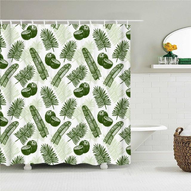 Tiki Coconut Palm Fabric Shower Curtain - Shower Curtain Emporium