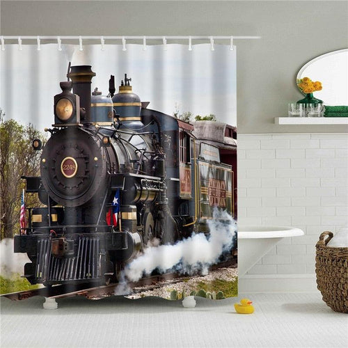 Train Fabric Shower Curtain - Shower Curtain Emporium