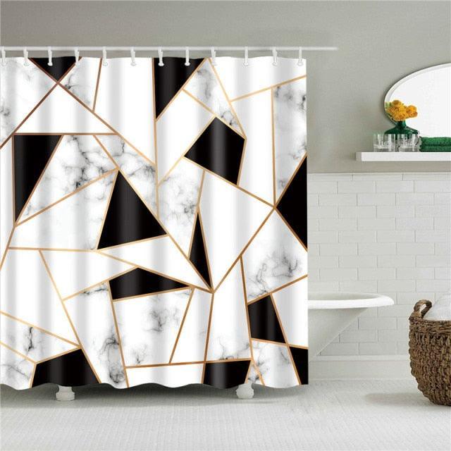 Triangular Marbled Fabric Shower Curtain - Shower Curtain Emporium