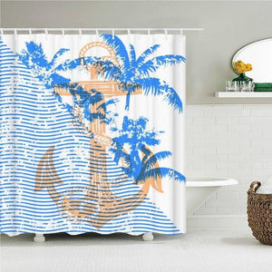 Tropical Anchor Fabric Shower Curtain - Shower Curtain Emporium