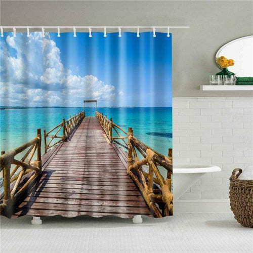 Tropical Boardwalk Fabric Shower Curtain - Shower Curtain Emporium