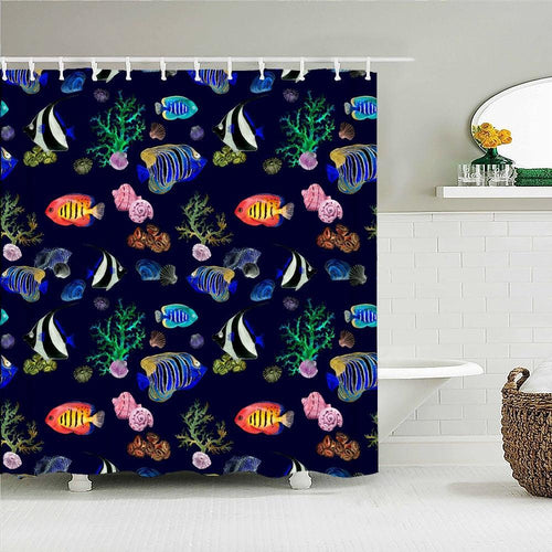 Tropical Fish Fabric Shower Curtain - Shower Curtain Emporium