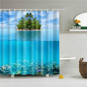 Tropical Island Fabric Shower Curtain - Shower Curtain Emporium
