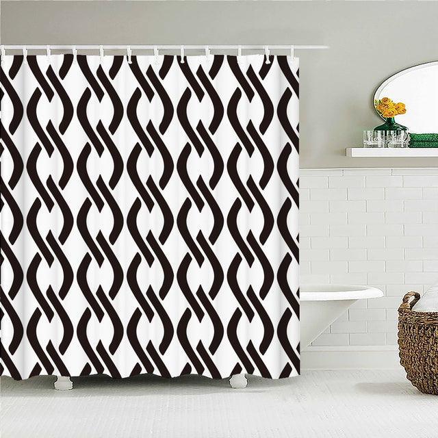 Vertical Linked Pattern Fabric Shower Curtain - Shower Curtain Emporium