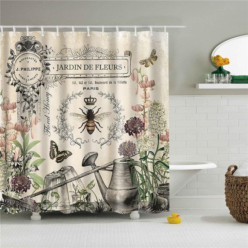 Vintage French Garden Fabric Shower Curtain - Shower Curtain Emporium