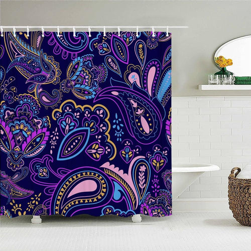 Violet Paisley Fabric Shower Curtain - Shower Curtain Emporium