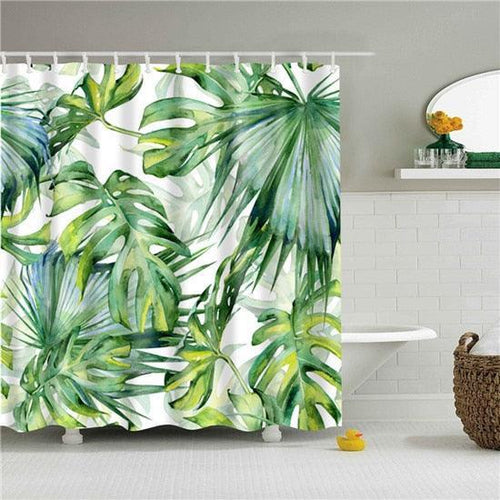 Watercolor Palms Fabric Shower Curtain - Shower Curtain Emporium