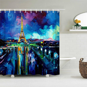 Watercolor Paris Fabric Shower Curtain - Shower Curtain Emporium