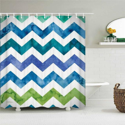 Watercolor Zigzag Fabric Shower Curtain - Shower Curtain Emporium